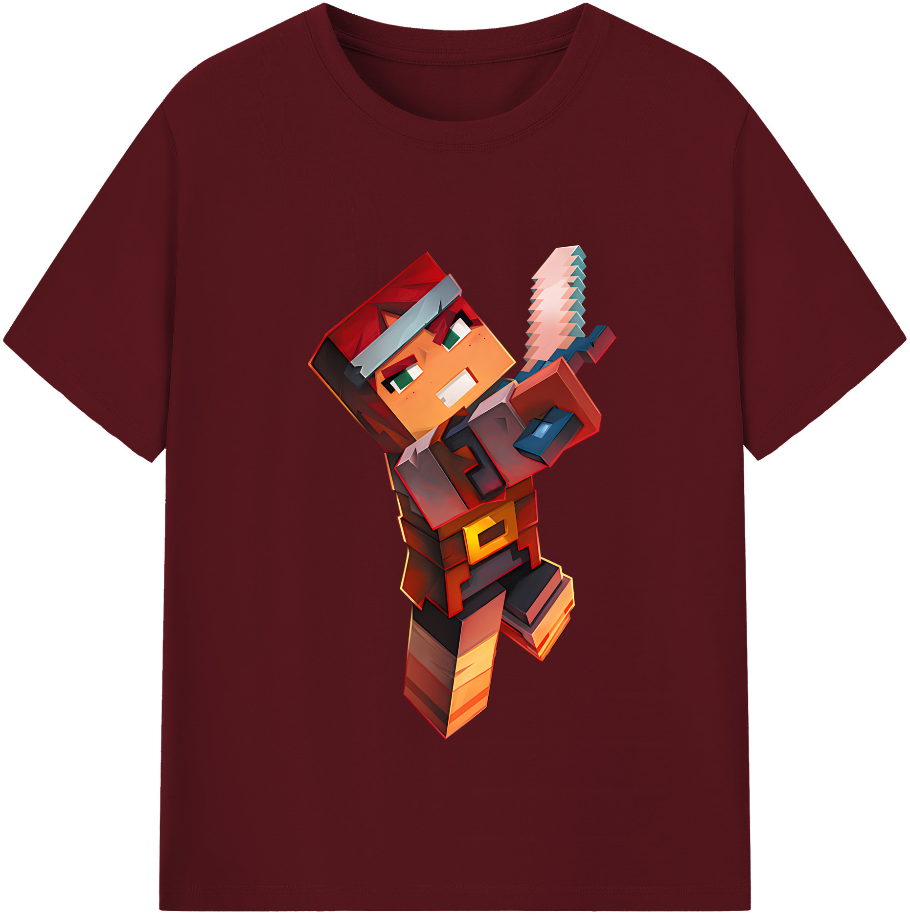 （画像用） マインクラフト ブロックの世界 Minecraft MC Block world 綿100％半袖Tシャツ（フロントプリント）
